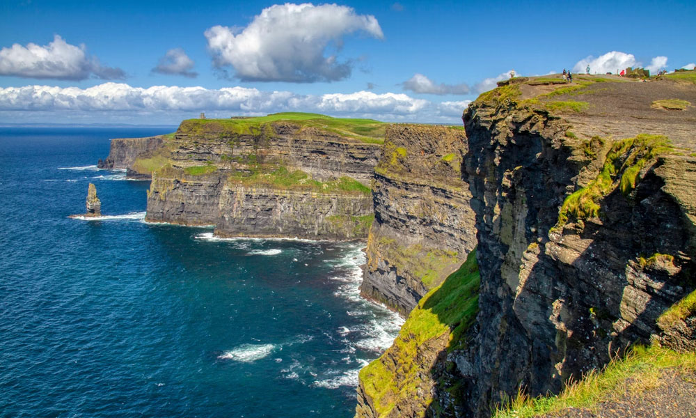 The Cliffs of Moher rising above the Atlantic coast in Ireland.