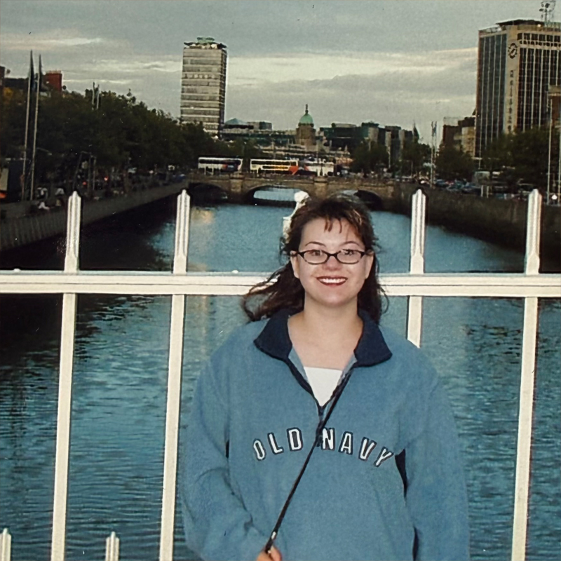 A central Dublin streetscape with historic architecture.