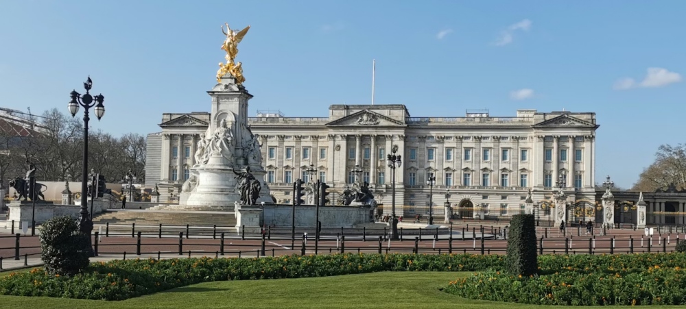Buckingham Palace seen from the front in London.
