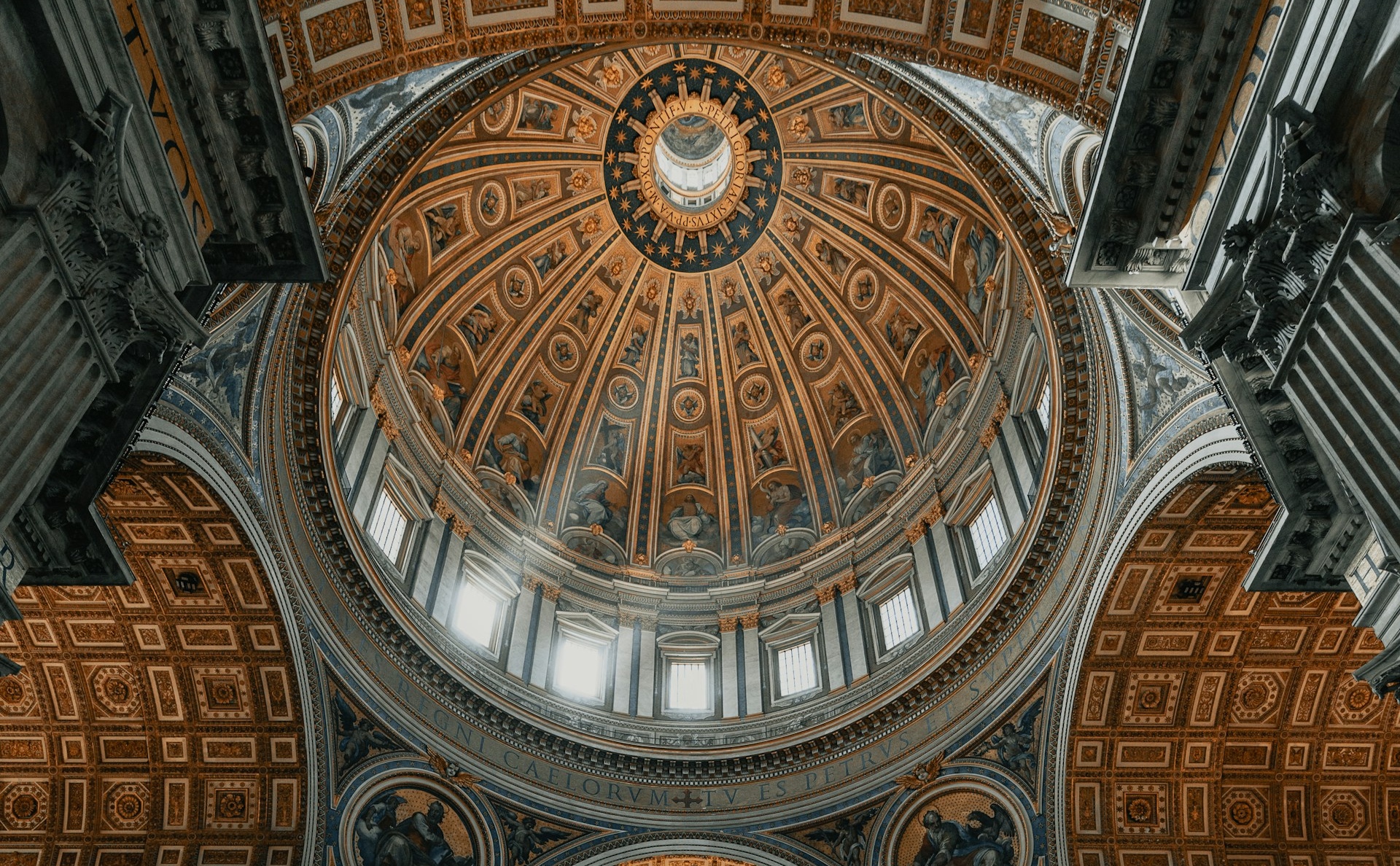 The painted dome inside St. Peter's Basilica.